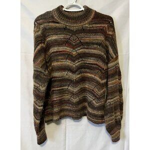 RD Style Earthy Boho Chevron Knit Mock Neck Sweater Large